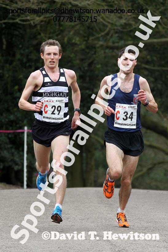 Battleing for 1st place on the 3rd leg are Auden Nordtveit (Highgate) and James connor (Kent) National 12 Stage Relay, National 12 and 6 Stage Relays, Sutton Park, Birmingham. Photo: David T. Hewitson/Sports for All Pics